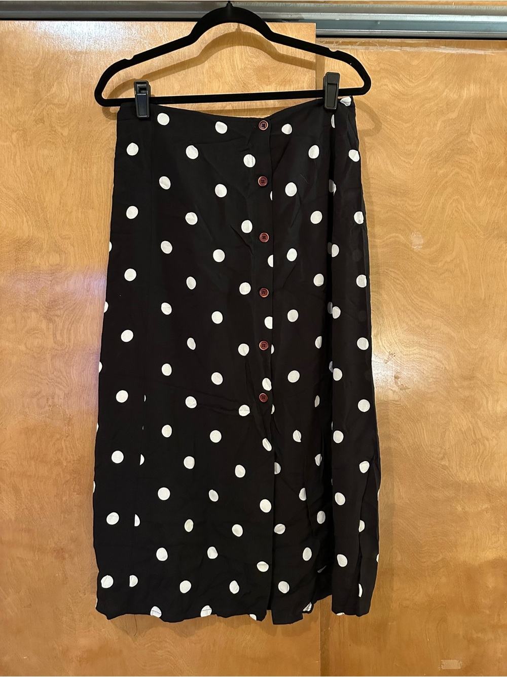 Free People Polka Dot Button-Front Midi Skirt